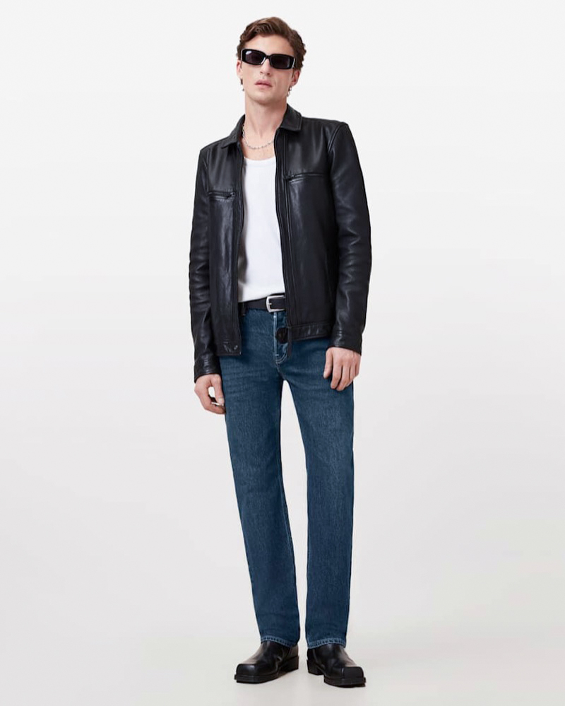 AllSaints Iggy Slim Fit Jeans Leather Jacket Outfit