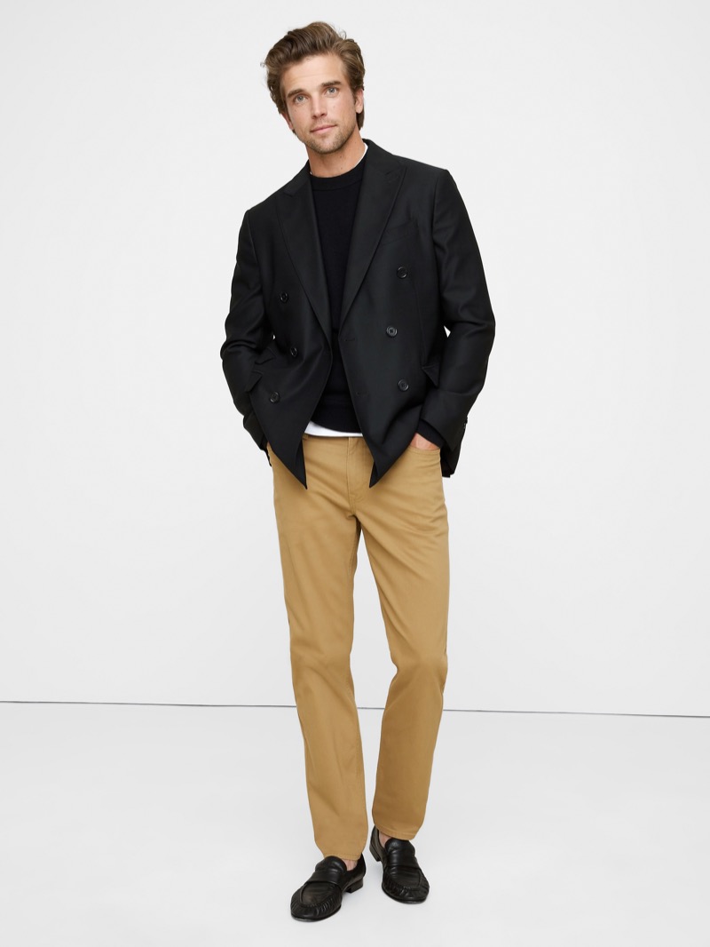 Banana Republic Athletic Traveler Pant Chinos Blazer Outfit