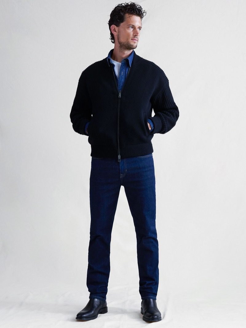 Banana Republic Denim Shirt Jeans Cardigan Outfit