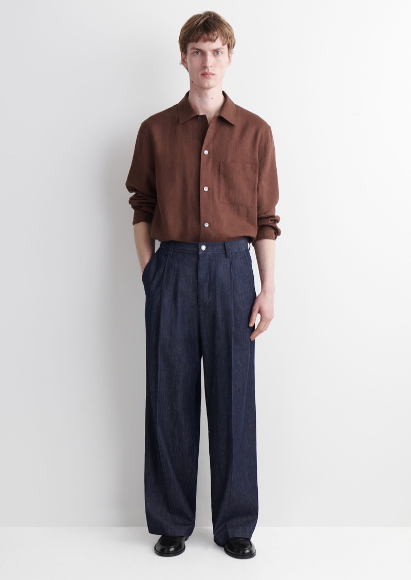 COS Pleated Wide-leg Denim Pants