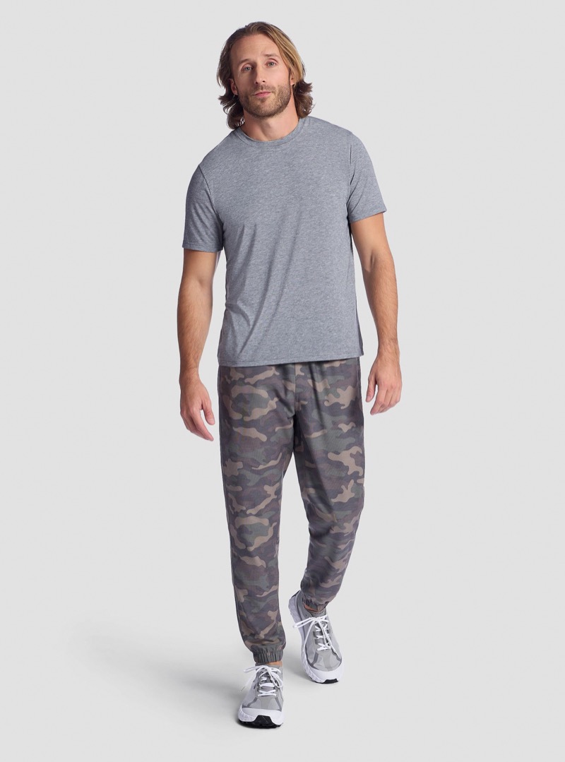 Free Fly Camo Joggers Gray T shirt Outfit