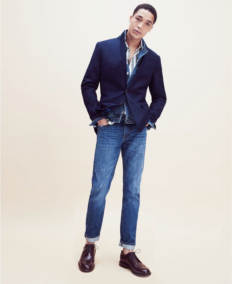 J.Crew Denim Jacket Jeans Blazer Outfit
