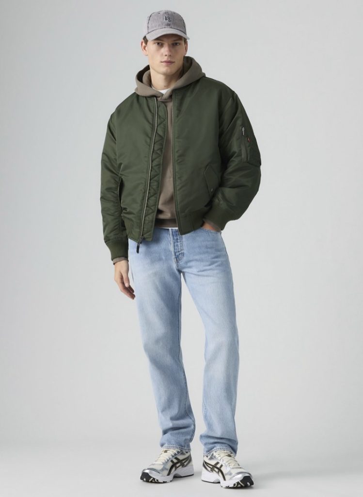 Levi's 501 Relaxed Jeans Bomber Sweatshirt Outfit