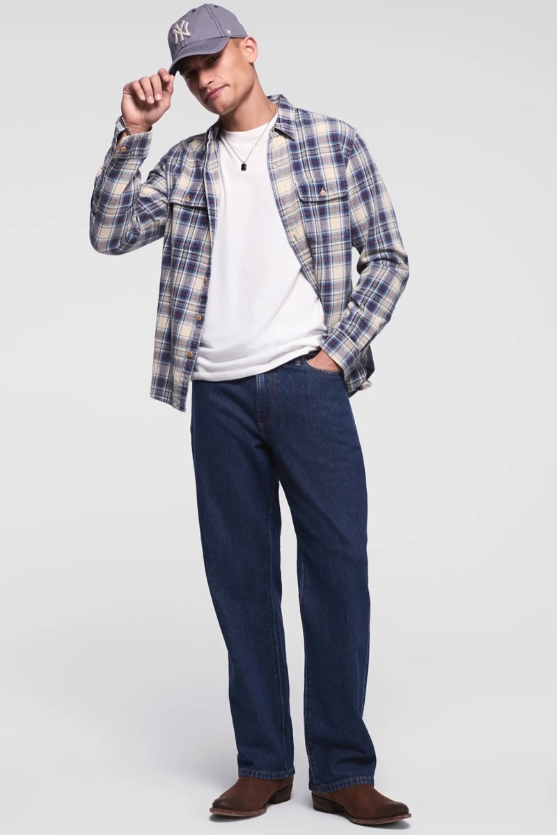 Lucky Brand 181 Relaxed Jeans Flannel Shirt Outfit