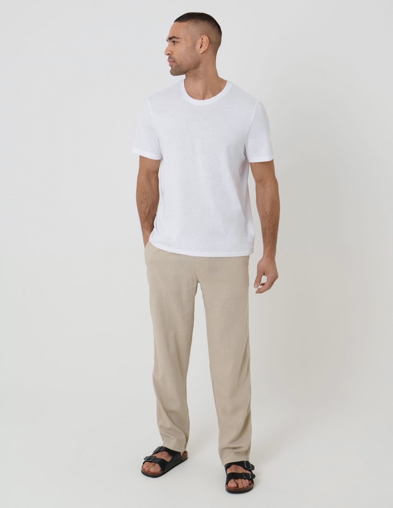 Next Linen Pants Tee Outfit