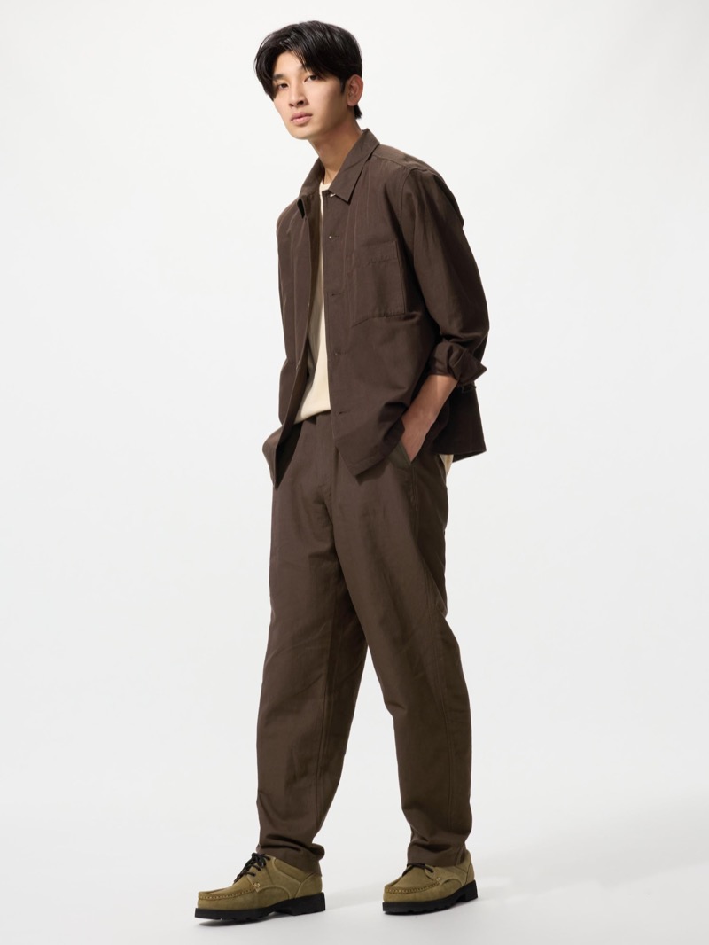 UNIQLO Linen Shirt Pants Matching Set Outfit