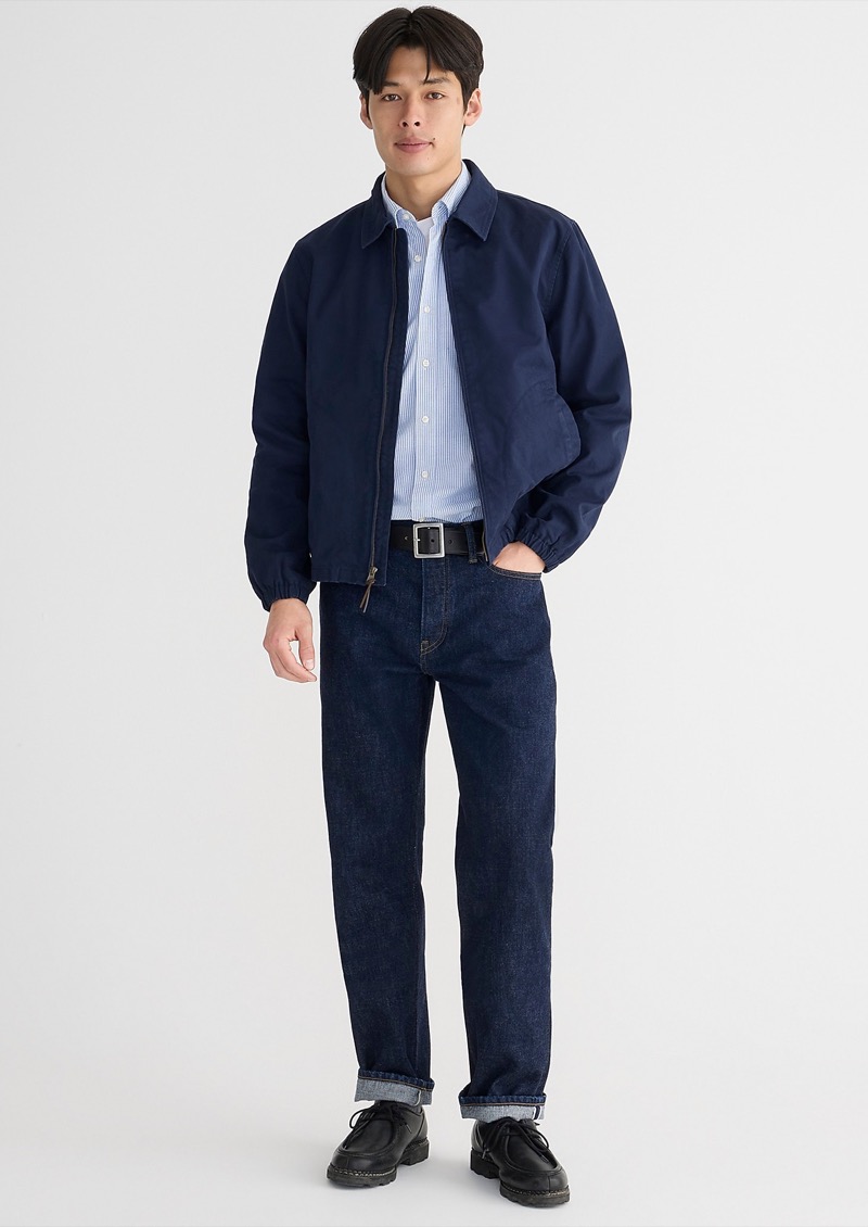 Wallace & Barnes Straight Fit Jeans Japanese Selvedge Oxford Harrington Outfit