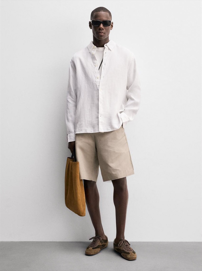 Zara Linen Shirt Shorts Outfit