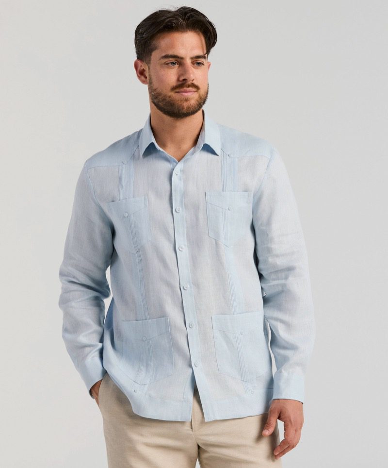 Light blue guayabera shirt from Cubavera