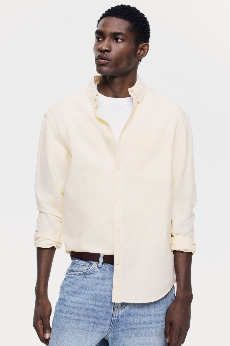 Pale yellow Oxford shirt with a half tuck from H&M
