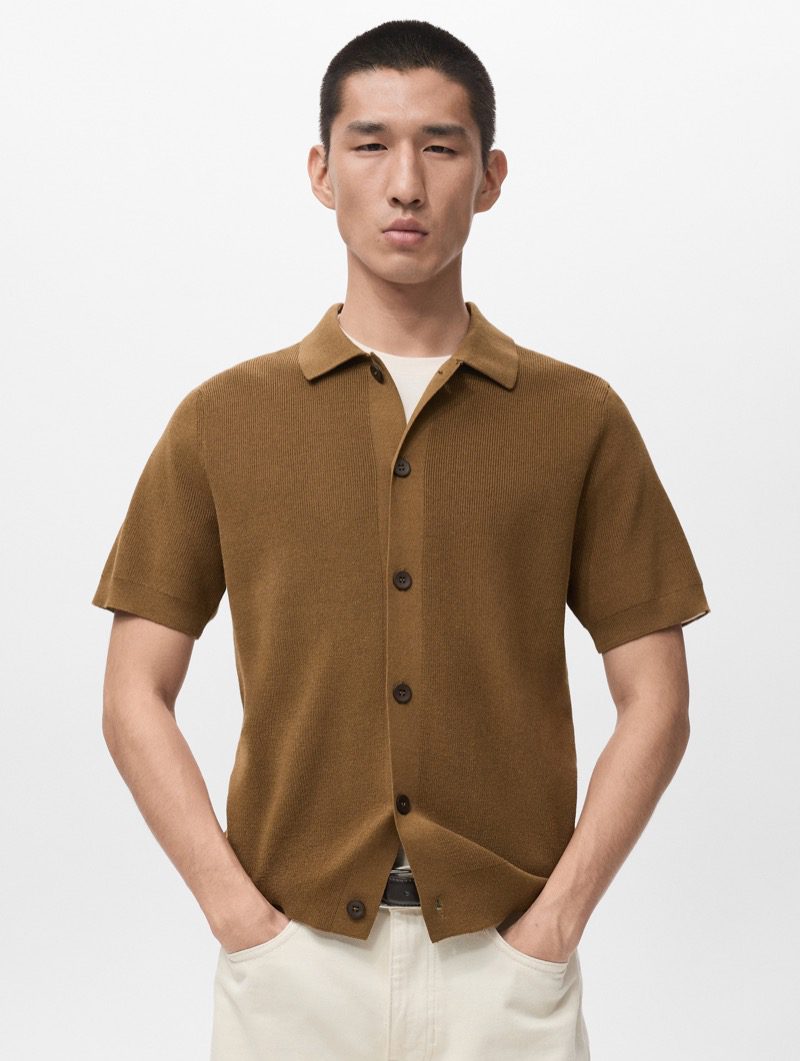 Brown knit shirt from Mango