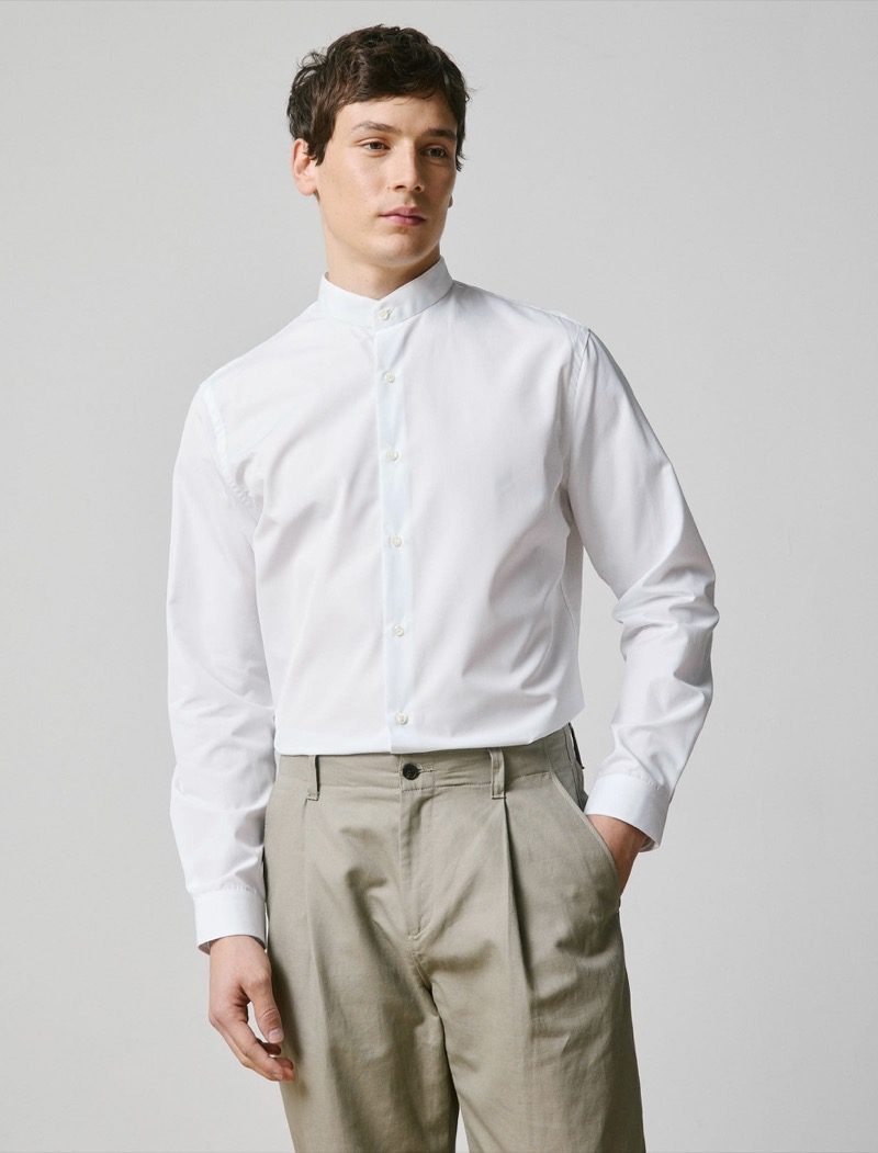 White Mandarin collar shirt from Figaret