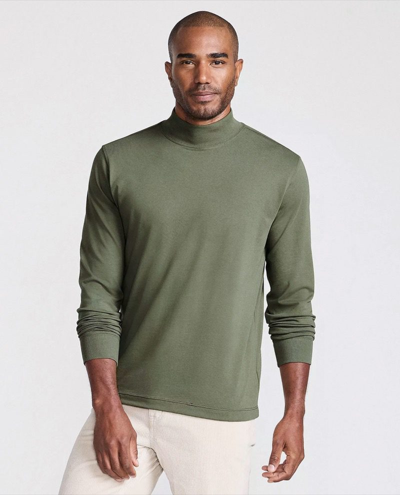Green mock neck tee from Land's End