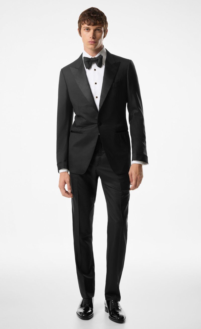 Model wears a tuxedo