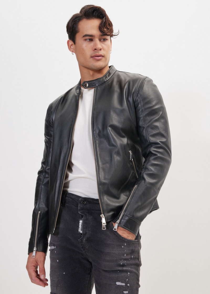 Leather cafe racer jacket from Ron Tomson