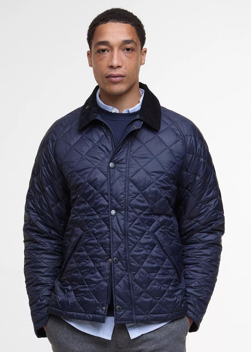 navy quilted jacket from Barbour at Macy's