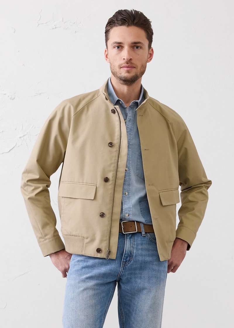 Beige Harrington bomber jacket from Banana Republic Factory